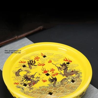 BỘ ẤM CHÉN 2 LỚP RỒNG VÀNG